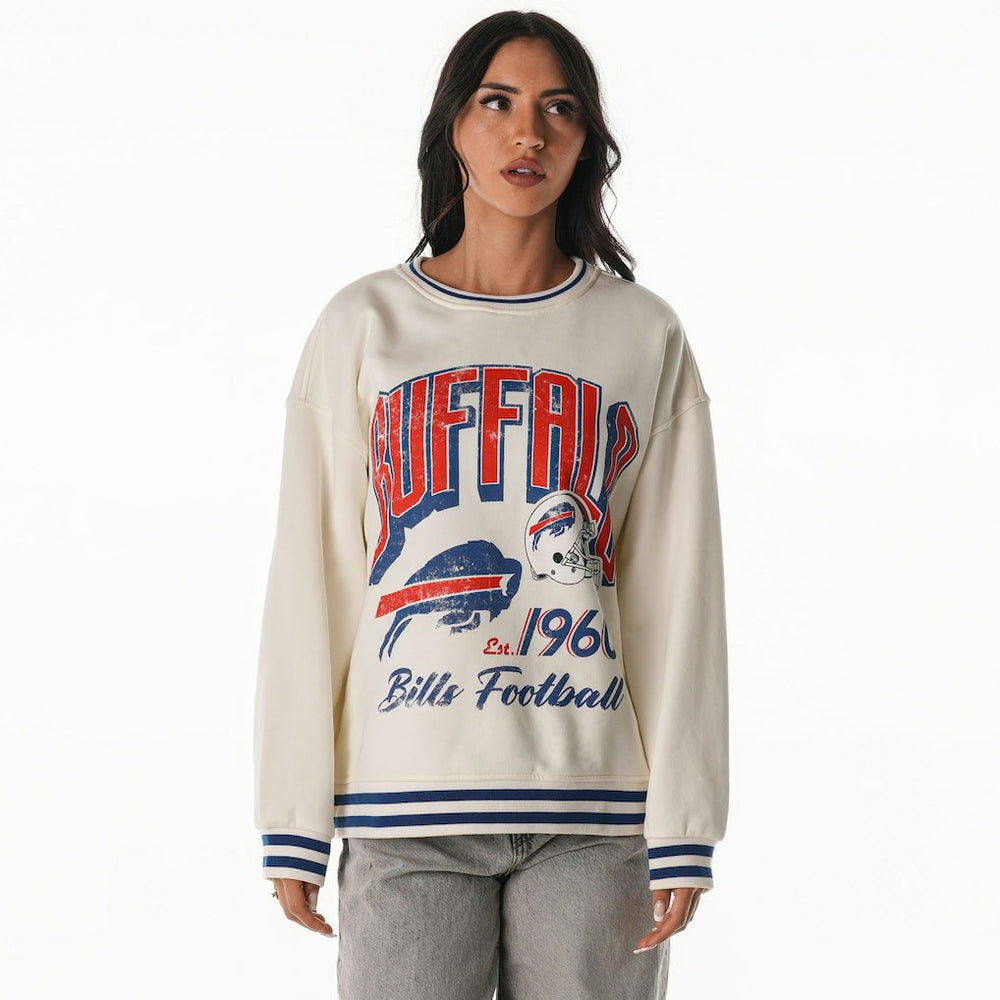 Buffalo Bills The Wild Collective Women's Oversized Vintage French Terry Sweatshirt Cream | NFL