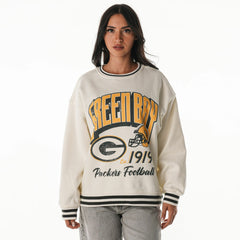 Green Bay Packers The Wild Collective Women's Oversized Vintage French Terry Sweatshirt Cream | NFL