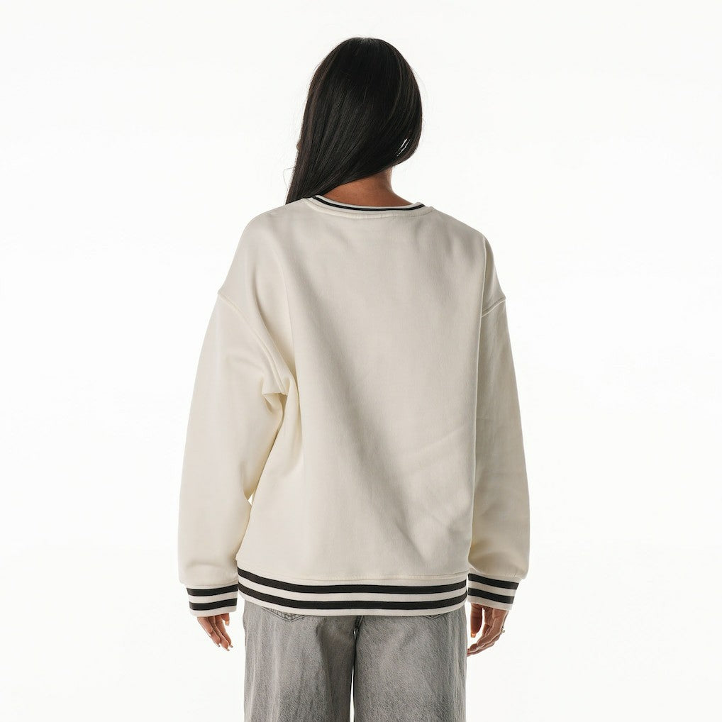 Cleveland Browns The Wild Collective Women's Oversized Vintage French Terry Sweatshirt Cream | NFL