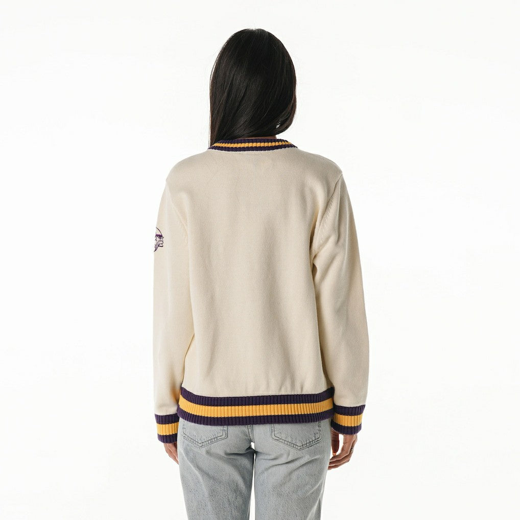 Minnesota Vikings The Wild Collective Women's Jacquard V-Neck Sweater Cream | NFL
