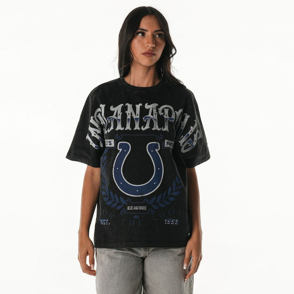 Indianapolis Colts The Wild Collective Women's Laurel Premium Baggy Dolman T-Shirt Black | NFL