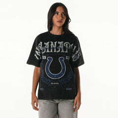 Indianapolis Colts The Wild Collective Women's Laurel Premium Baggy Dolman T-Shirt Black | NFL