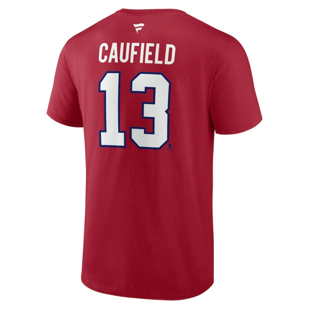 Cole Caufield Montreal Canadiens Fanatics Authentic Stack Name & Number T-Shirt - Red - NHL