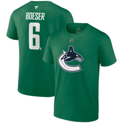 Brock Boeser Vancouver Canucks Fanatics Authentic Stack Name & Number T-Shirt - Green - NHL