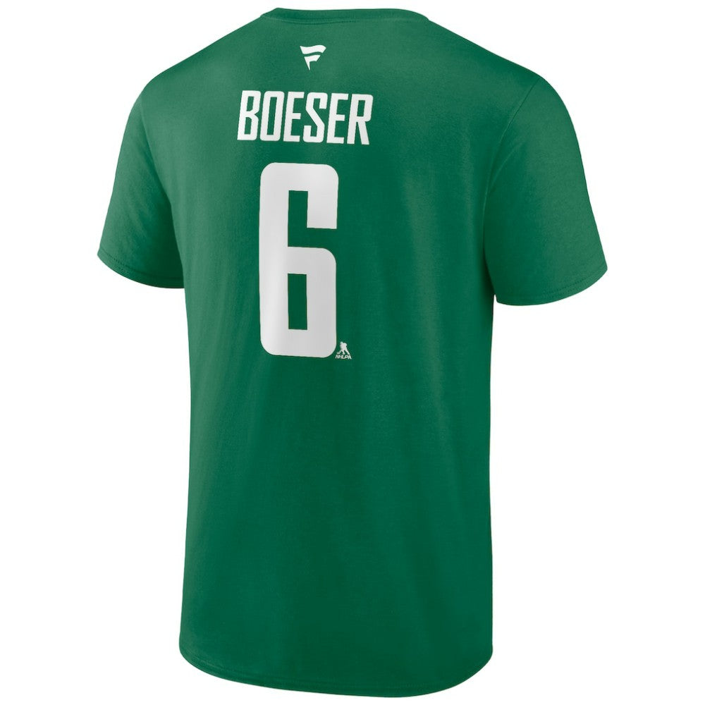 Brock Boeser Vancouver Canucks Fanatics Authentic Stack Name & Number T-Shirt - Green - NHL