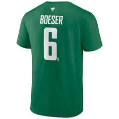 Brock Boeser Vancouver Canucks Fanatics Authentic Stack Name & Number T-Shirt - Green - NHL