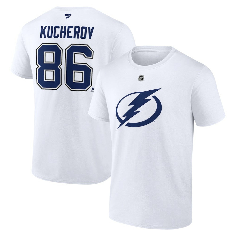 Nikita Kucherov Tampa Bay Lightning Fanatics Authentic Stack Name & Number T-Shirt - White - NHL