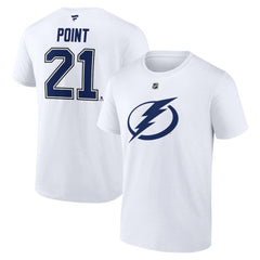 Brayden Point Tampa Bay Lightning Fanatics Authentic Stack Name & Number T-Shirt - White - NHL