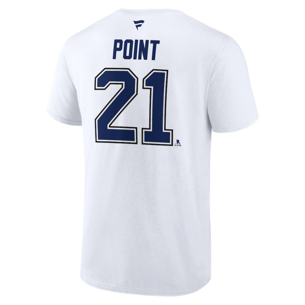 Brayden Point Tampa Bay Lightning Fanatics Authentic Stack Name & Number T-Shirt - White - NHL