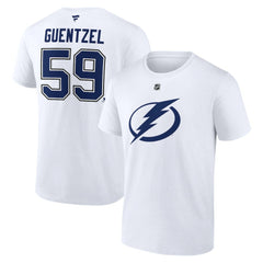 Jake Guentzel Tampa Bay Lightning Fanatics Authentic Stack Name & Number T-Shirt - White - NHL