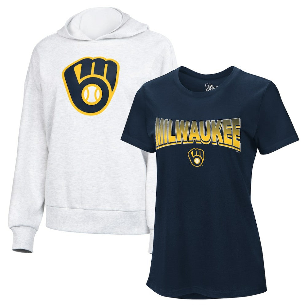 Milwaukee Brewers G-III 4Her by Carl Banks Women's T-Shirt and Hoodie Combo Pack - MLB