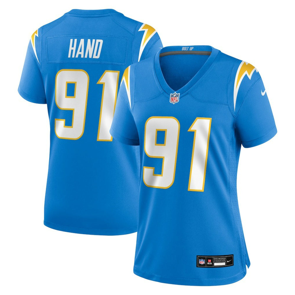 Da'Shawn Hand Los Angeles Chargers Women's Team Game Jersey Powder Blue | Nike for Sale
