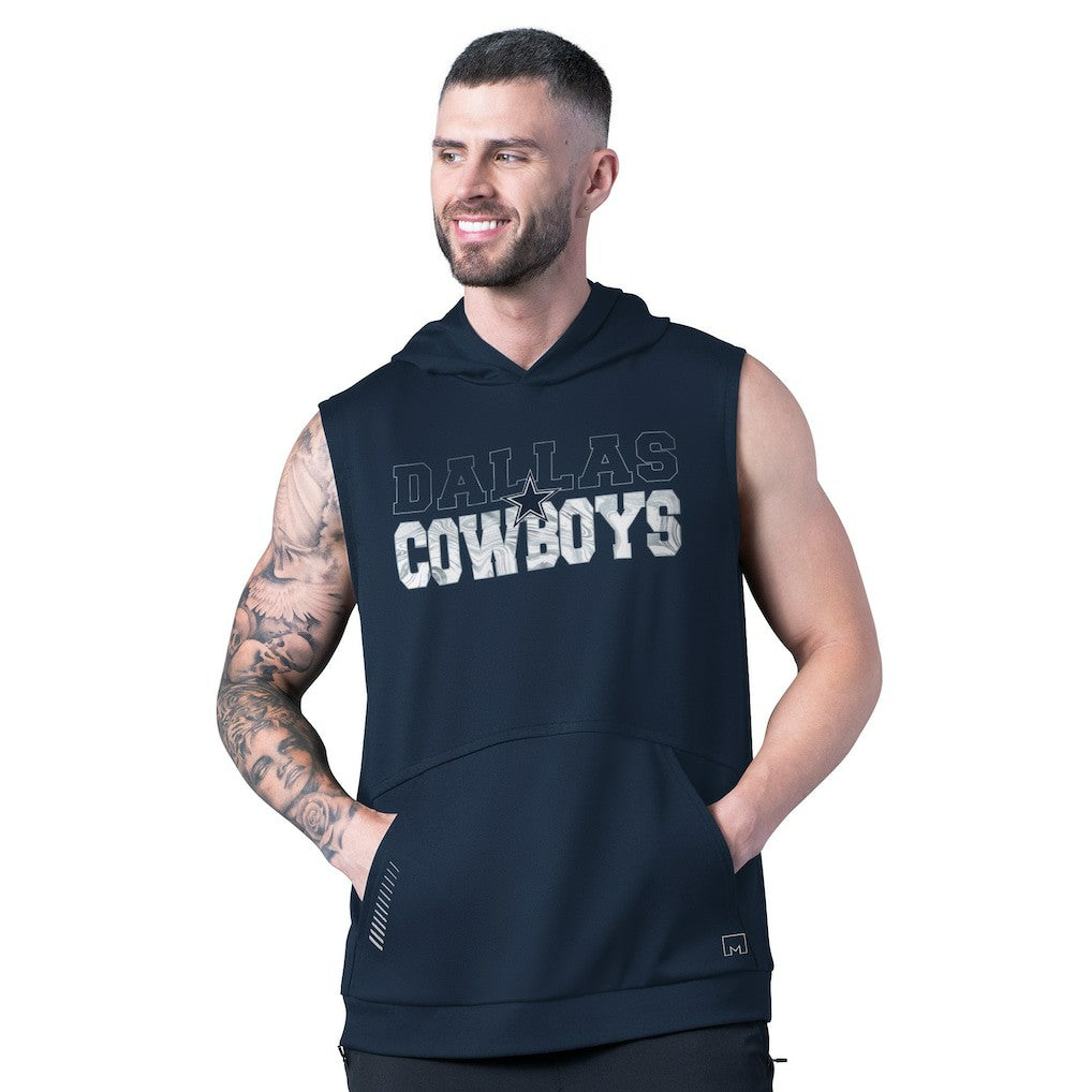 Dallas Cowboys MSX by Michael Strahan Tri-Blend Rebound Sleeveless Hoodie Navy | NFL