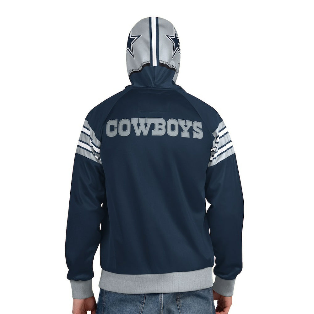 Dallas Cowboys Pro Player Helmet Full-Zip Hooded Track Jacket Navy/Gray | NFL