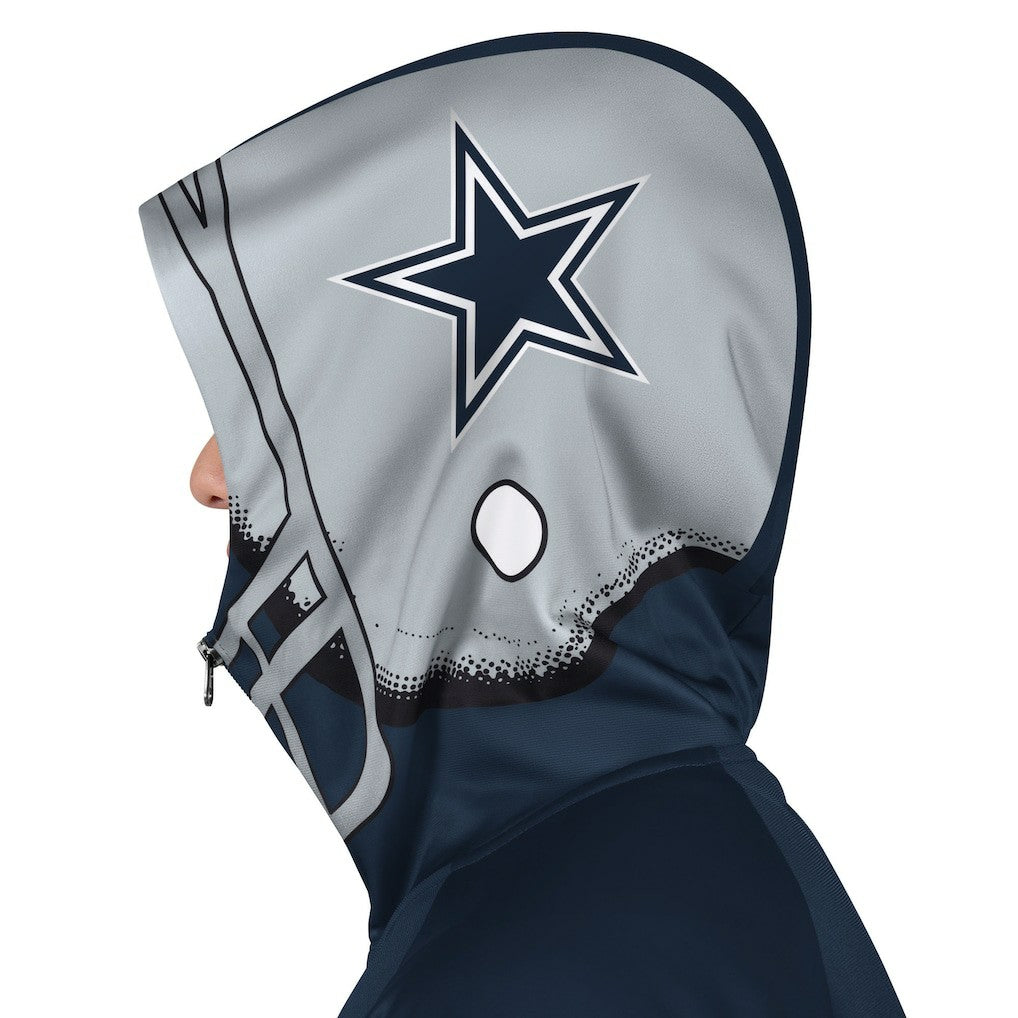 Dallas Cowboys Pro Player Helmet Full-Zip Hooded Track Jacket Navy/Gray | NFL