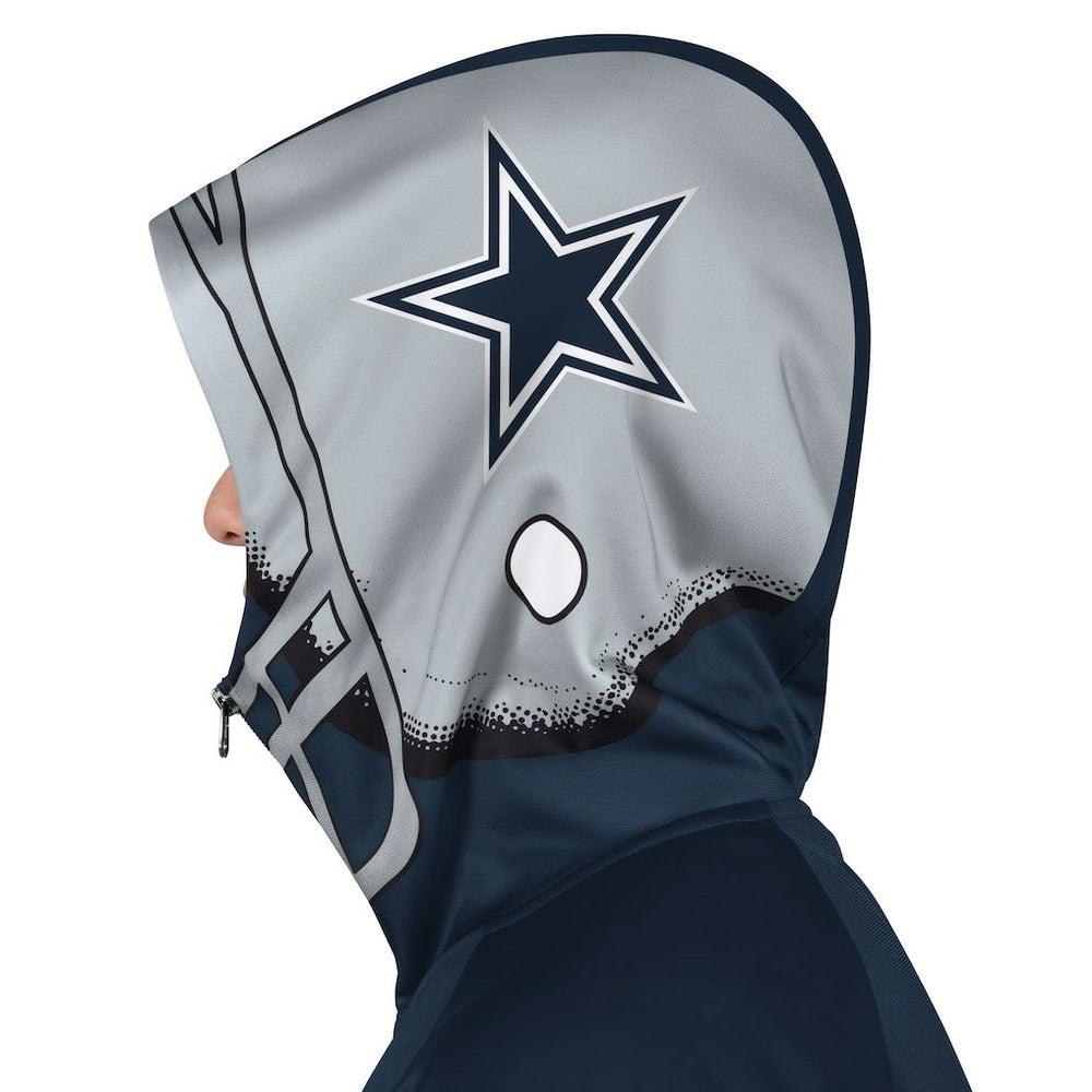 Dallas Cowboys Pro Player Helmet Full-Zip Hooded Track Jacket Navy/Gray | NFL