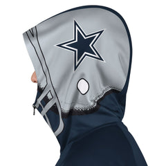 Dallas Cowboys Pro Player Helmet Full-Zip Hooded Track Jacket Navy/Gray | NFL