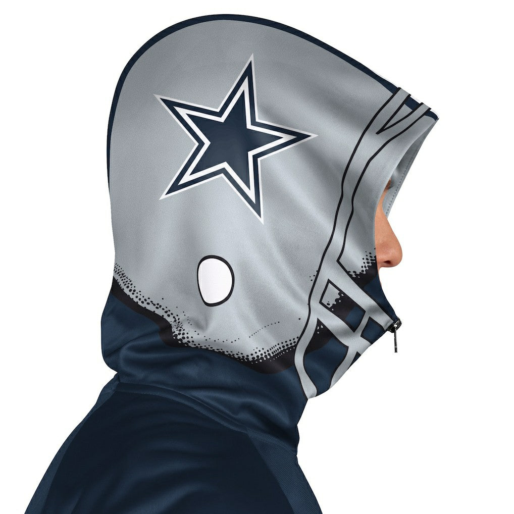 Dallas Cowboys Pro Player Helmet Full-Zip Hooded Track Jacket Navy/Gray | NFL