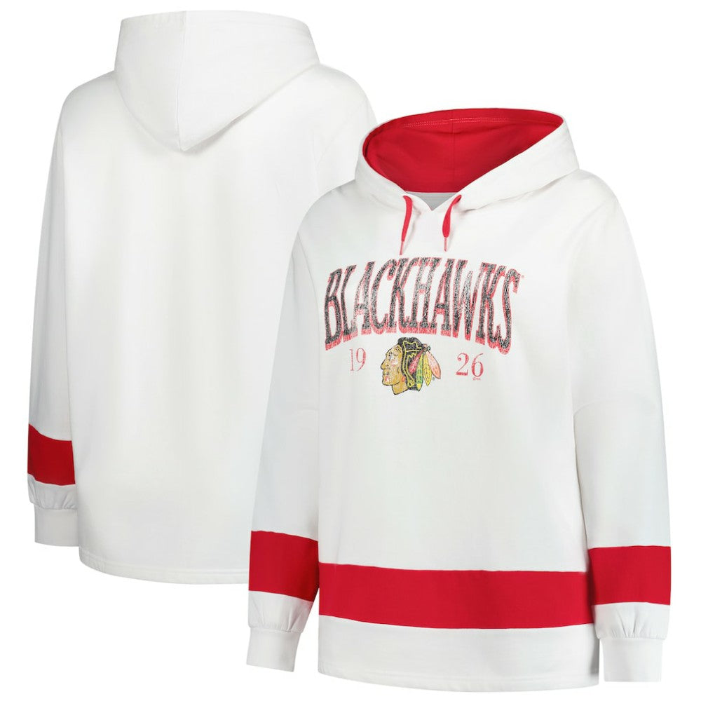 Chicago Blackhawks Profile Women's Plus Size Hoodie - White - NHL