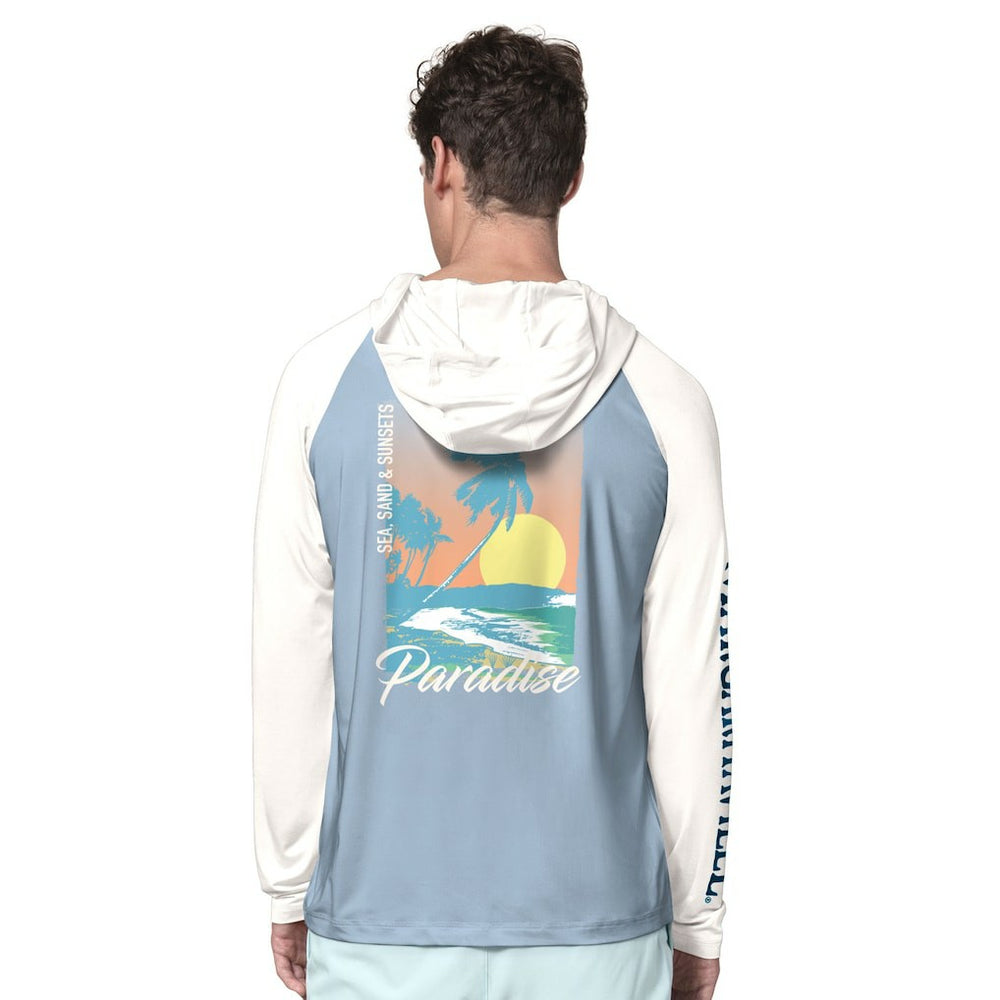 Dallas Cowboys Margaritaville Sand, Sea, Sunsets Long-Sleeve Rashguard Hoodie Pullover -Light Blue/Cream | NFL