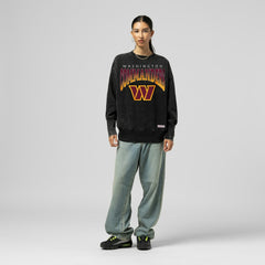Washington Commanders Women's Delineate Mineral Wash Crewneck Sweatshirt Black | Mitchell & Ness