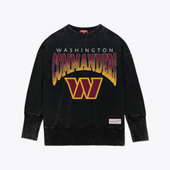 Washington Commanders Women's Delineate Mineral Wash Crewneck Sweatshirt Black | Mitchell & Ness