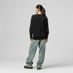 New York Giants Women's Delineate Mineral Wash Crewneck Sweatshirt Black | Mitchell & Ness
