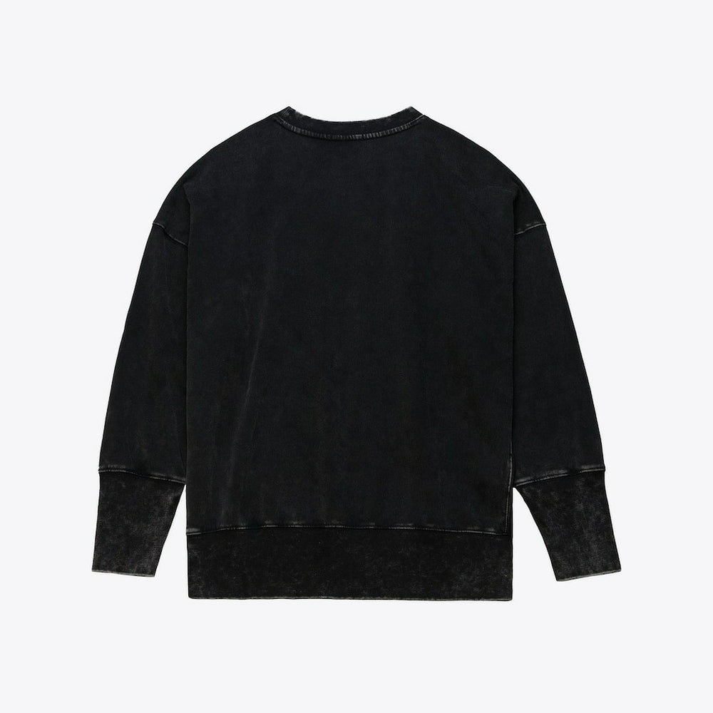 New York Giants Women's Delineate Mineral Wash Crewneck Sweatshirt Black | Mitchell & Ness