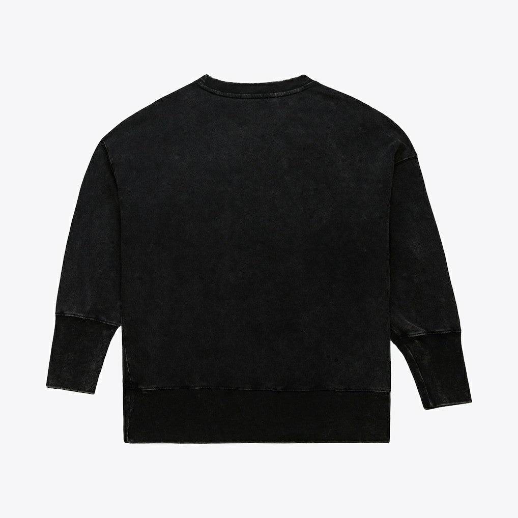 Pittsburgh Steelers Women's Delineate Mineral Wash Crewneck Sweatshirt Black | Mitchell & Ness