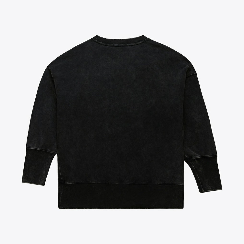 Pittsburgh Steelers Women's Delineate Mineral Wash Crewneck Sweatshirt Black | Mitchell & Ness