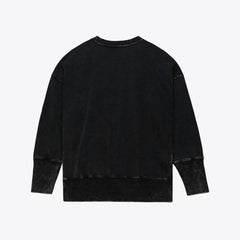 San Francisco 49ers Women's Delineate Mineral Wash Crewneck Sweatshirt Black | Mitchell & Ness