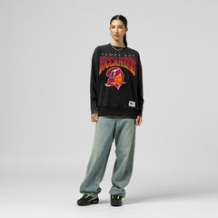 Tampa Bay Buccaneers Women's Delineate Mineral Wash Crewneck Sweatshirt Black | Mitchell & Ness