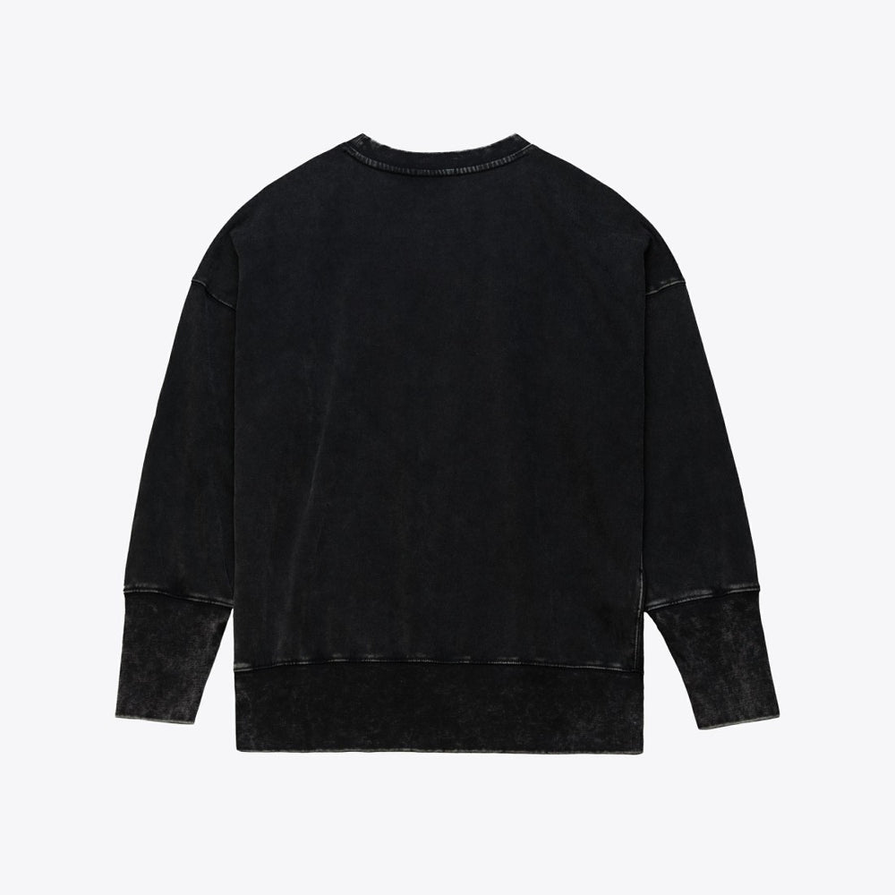 Tampa Bay Buccaneers Women's Delineate Mineral Wash Crewneck Sweatshirt Black | Mitchell & Ness