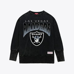 Las Vegas Raiders Women's Delineate Mineral Wash Crewneck Sweatshirt Black | Mitchell & Ness