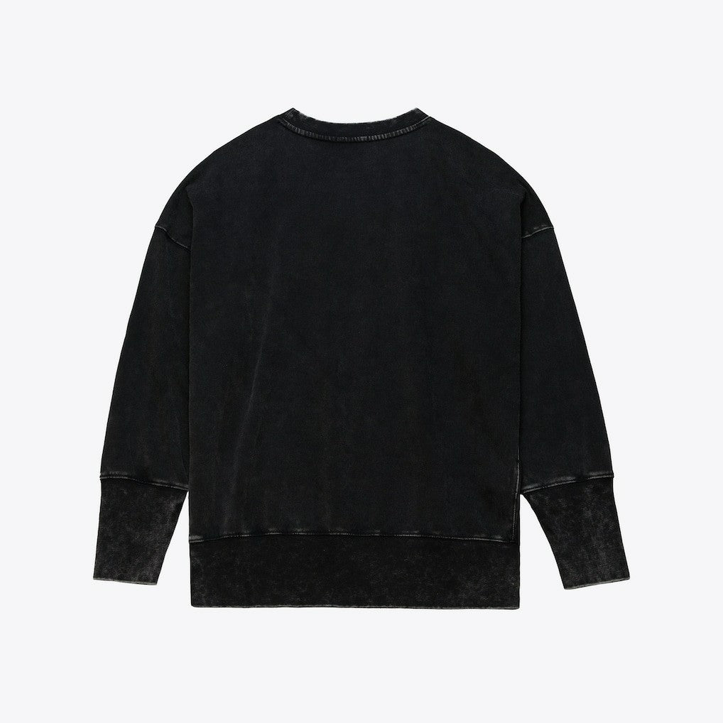 Las Vegas Raiders Women's Delineate Mineral Wash Crewneck Sweatshirt Black | Mitchell & Ness
