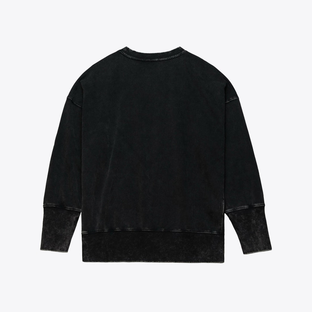 Green Bay Packers Women's Delineate Mineral Wash Crewneck Sweatshirt Black | Mitchell & Ness