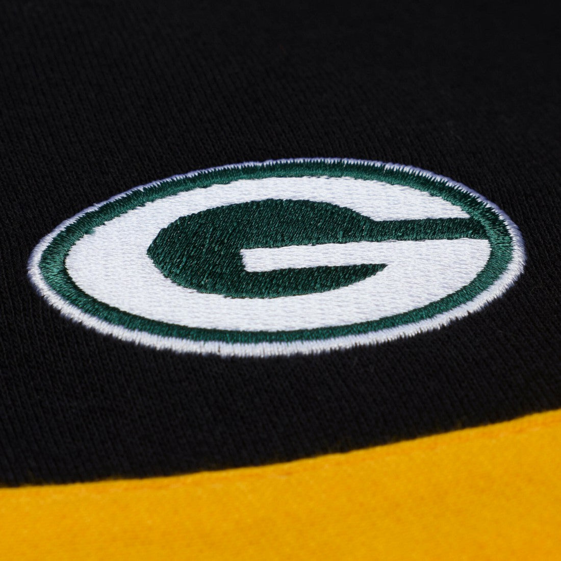 Green Bay Packers Women's Cropped Long Sleeve Rugby Polo Black | Mitchell & Ness