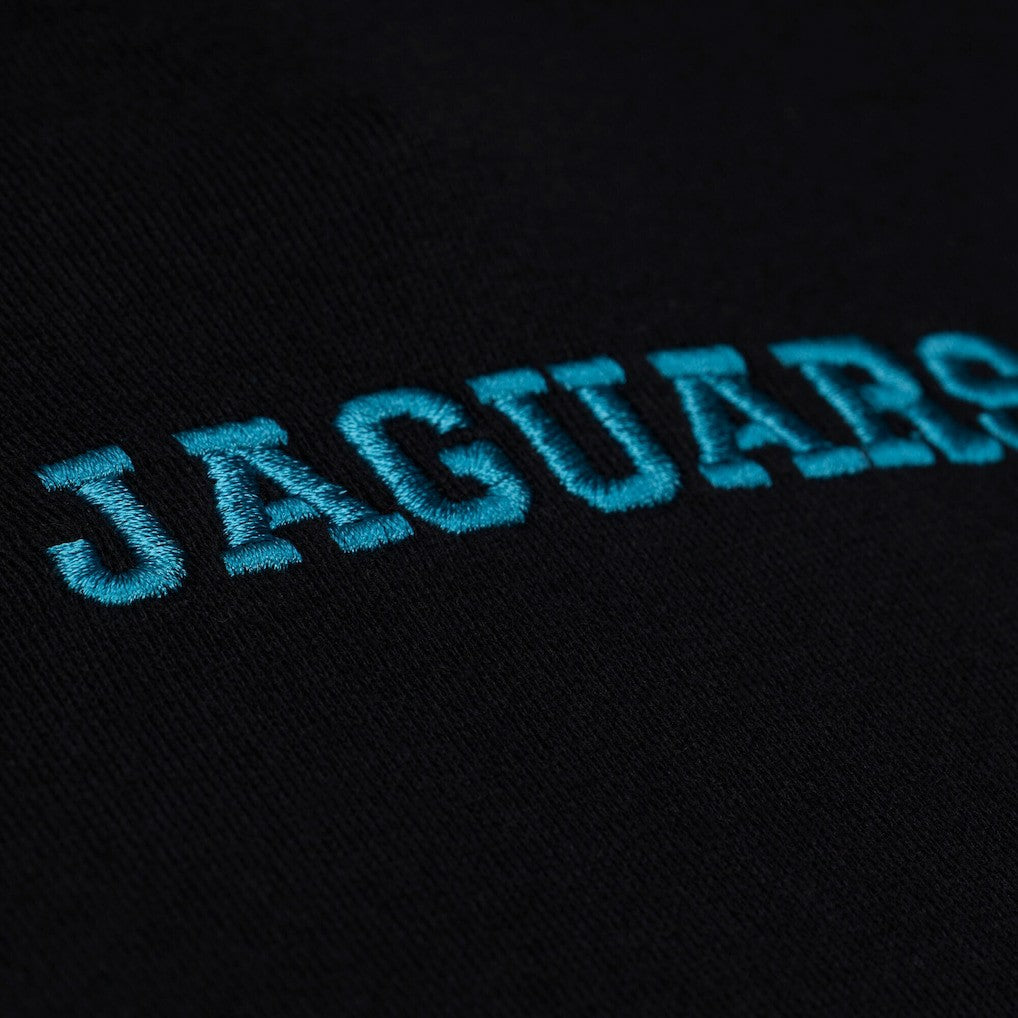 Jacksonville Jaguars Women's Throwback Cropped Long Sleeve Rugby Polo Black | Mitchell & Ness