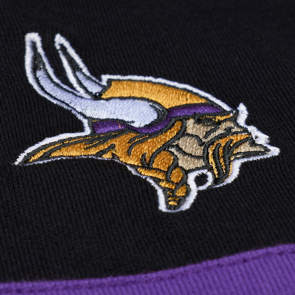 Minnesota Vikings Women's Cropped Long Sleeve Rugby Polo Black | Mitchell & Ness