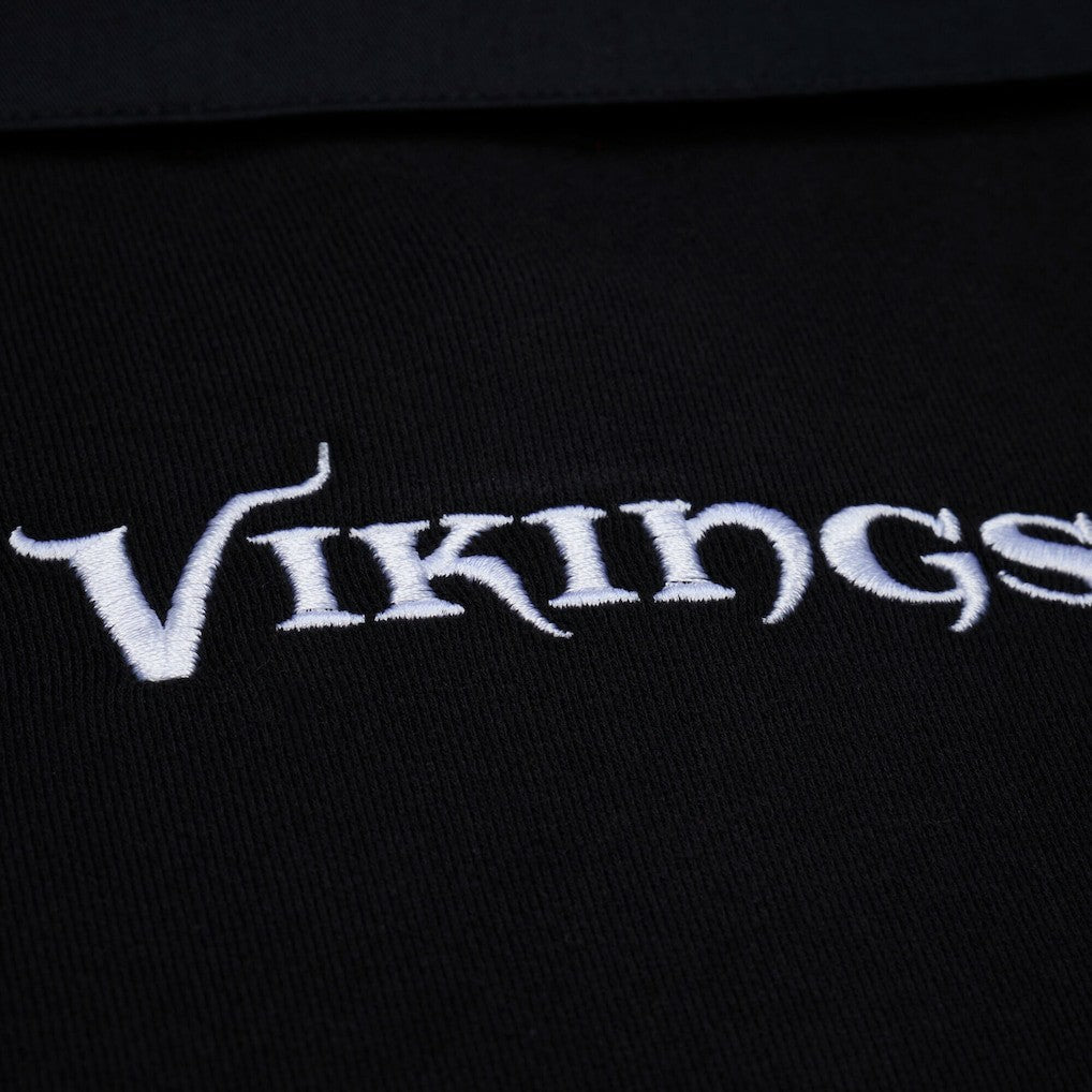 Minnesota Vikings Women's Cropped Long Sleeve Rugby Polo Black | Mitchell & Ness