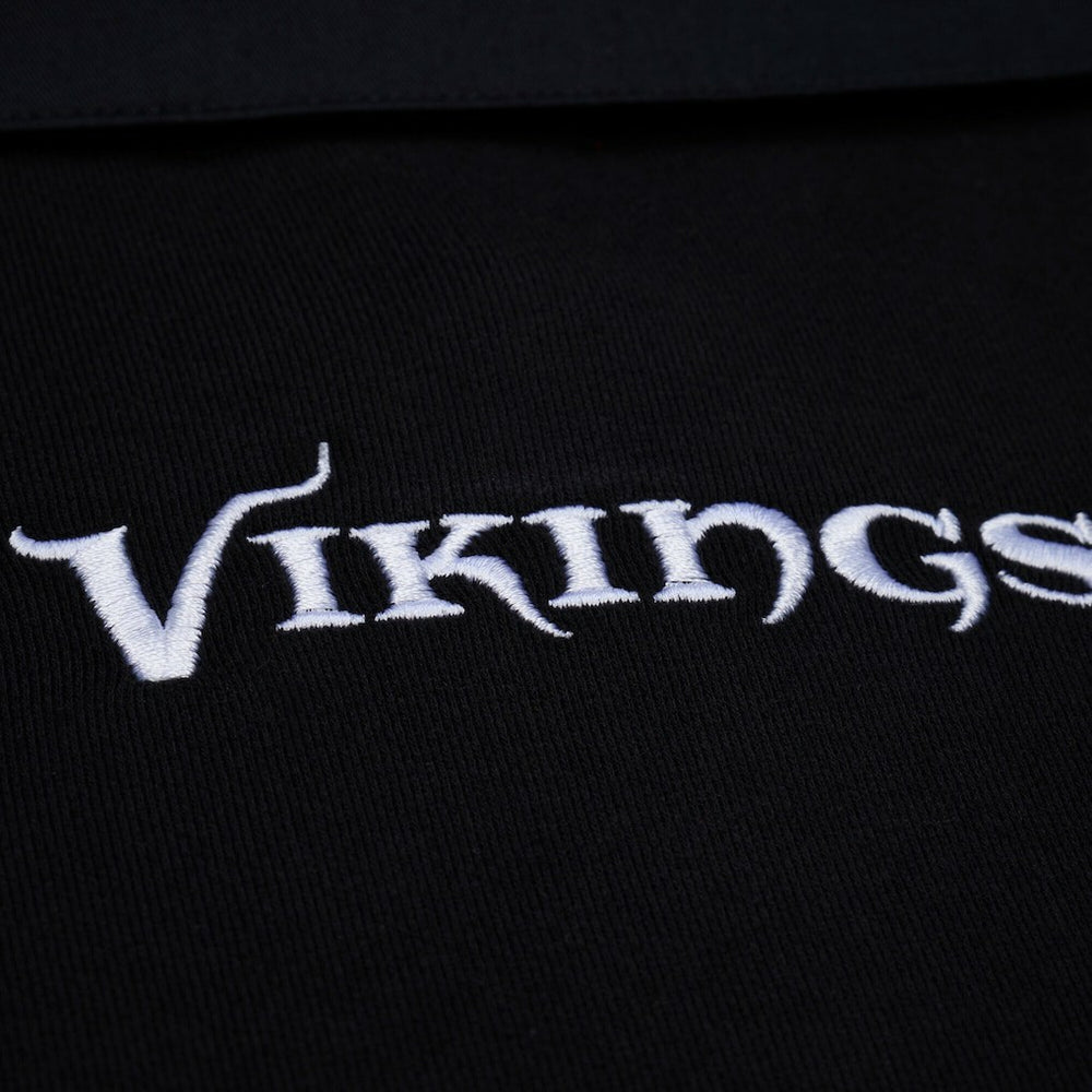 Minnesota Vikings Women's Cropped Long Sleeve Rugby Polo Black | Mitchell & Ness