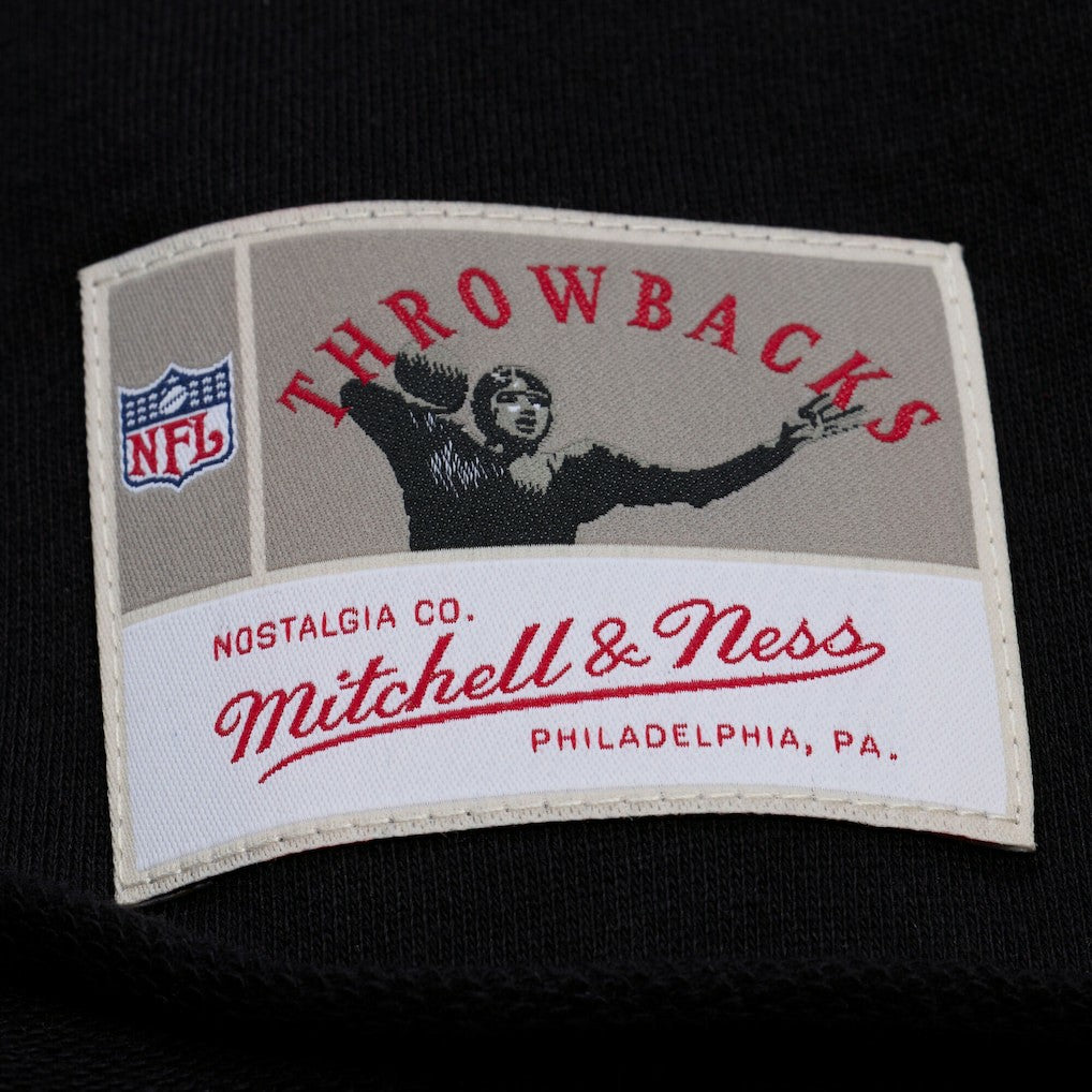 New England Patriots Women's Throwback Cropped Long Sleeve Rugby Polo Black | Mitchell & Ness