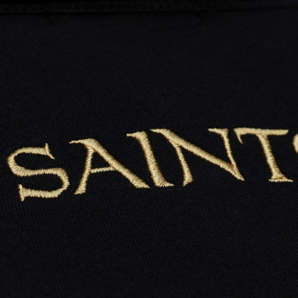 New Orleans Saints Women's Cropped Long Sleeve Rugby Polo Black | Mitchell & Ness