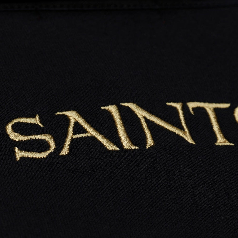 New Orleans Saints Women's Cropped Long Sleeve Rugby Polo Black | Mitchell & Ness