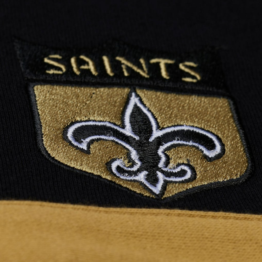 New Orleans Saints Women's Cropped Long Sleeve Rugby Polo Black | Mitchell & Ness