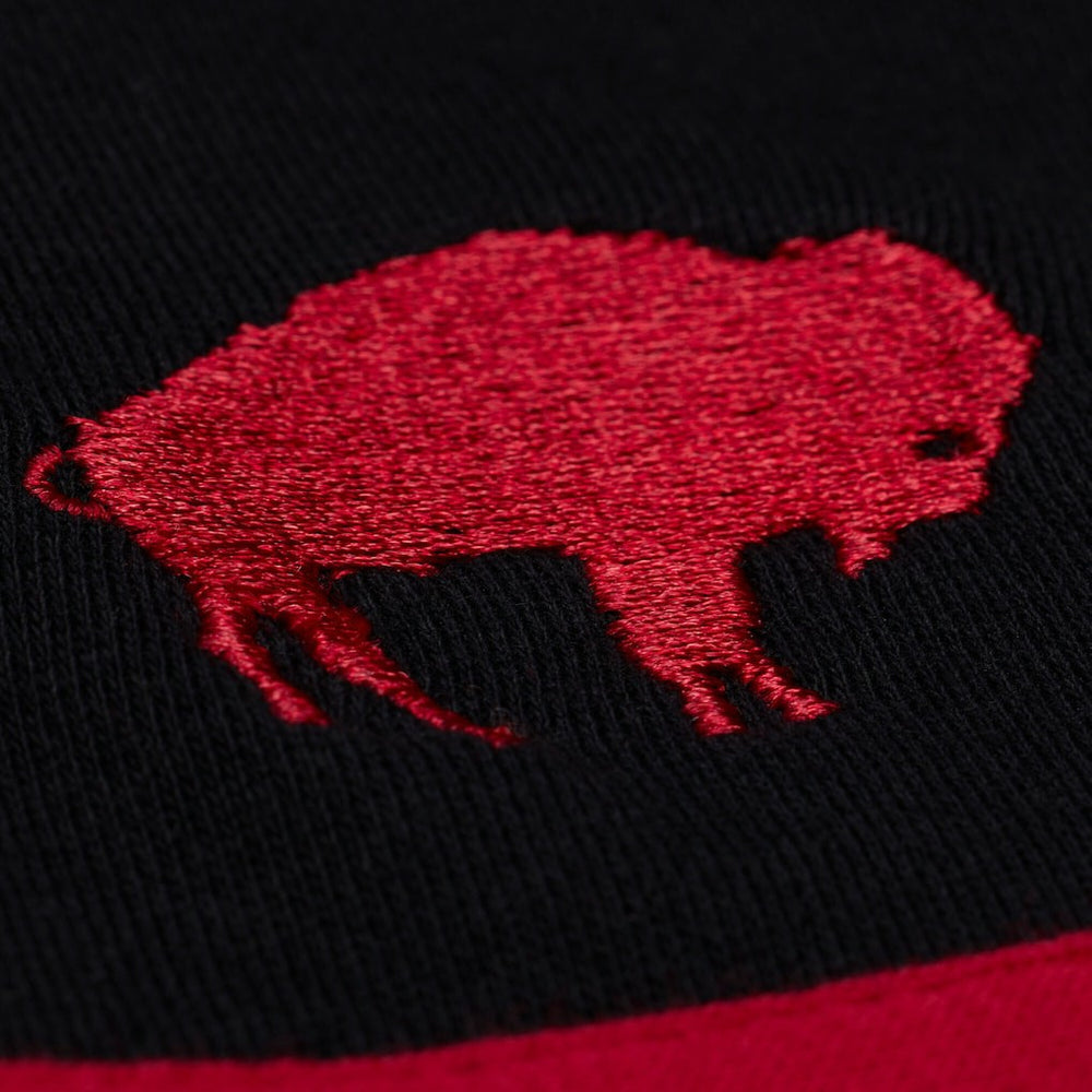 Buffalo Bills Women's Throwback Cropped Long Sleeve Rugby Polo Black | Mitchell & Ness