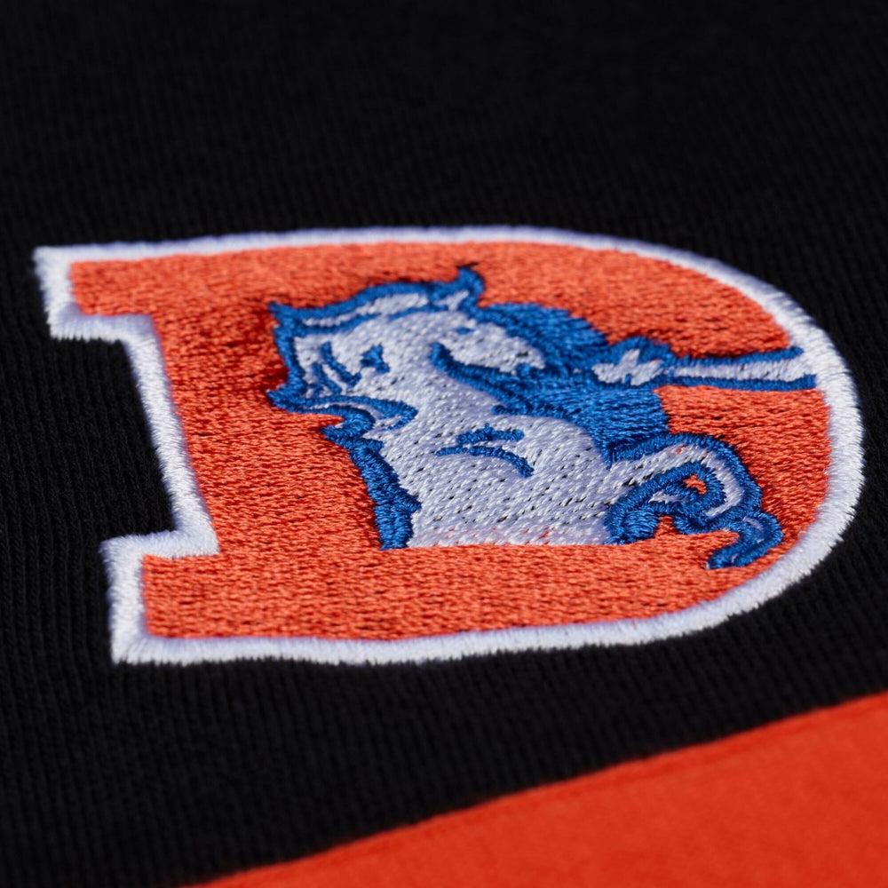 Denver Broncos Women's Throwback Cropped Long Sleeve Rugby Polo Black | Mitchell & Ness