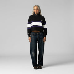 Baltimore Ravens Women's Cropped Long Sleeve Rugby Polo Black | Mitchell & Ness