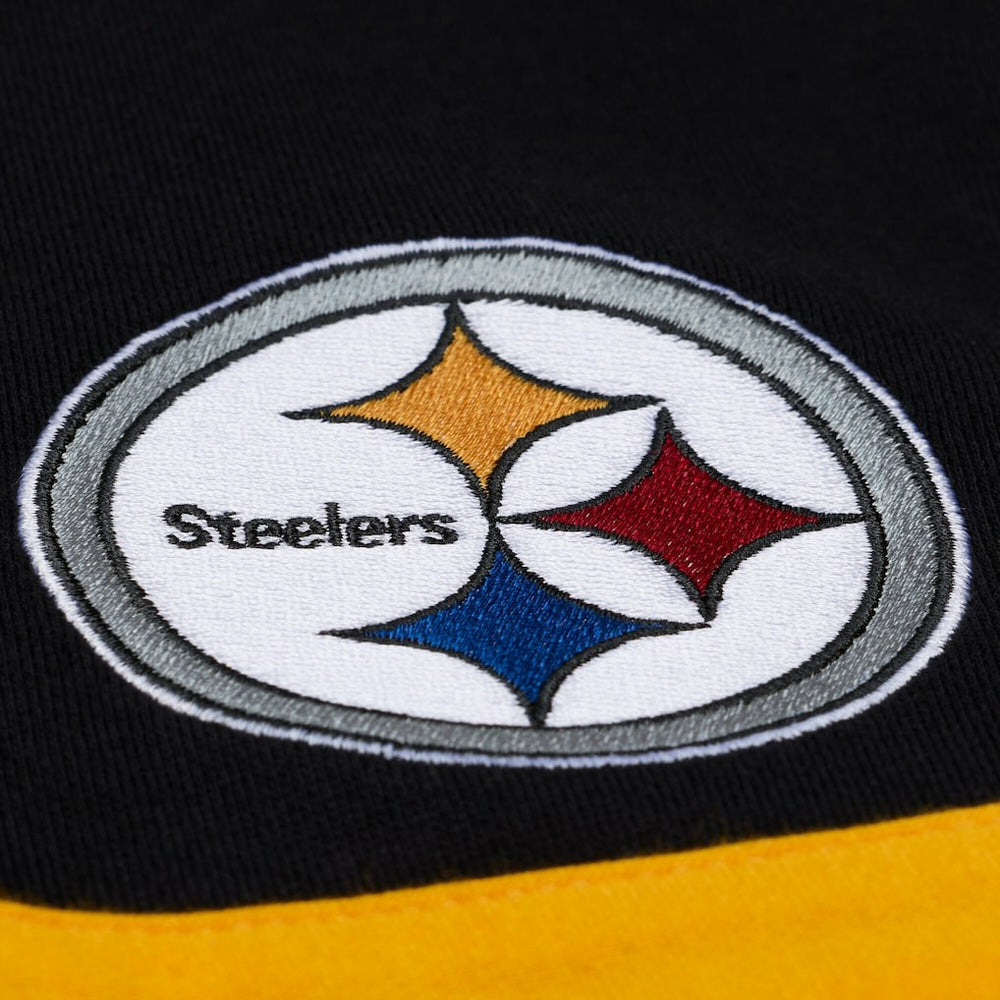 Pittsburgh Steelers Women's Cropped Long Sleeve Rugby Polo Black | Mitchell & Ness