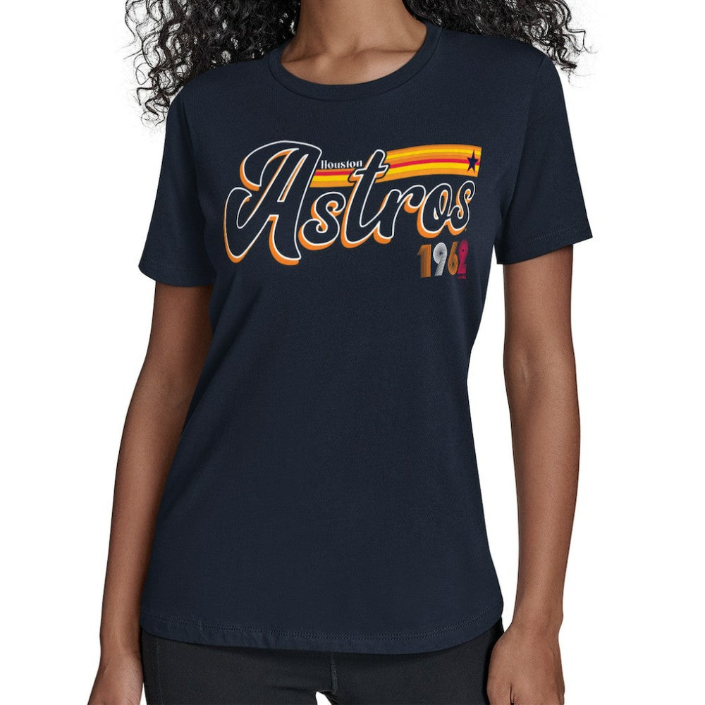 Houston Astros Starter Women's Groovy Script Team Fitted T-Shirt - MLB